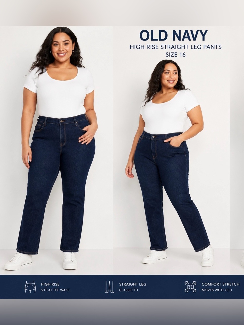 NWT Old Navy Women’s High-Rise Straight Leg Jeans – Dark Wash